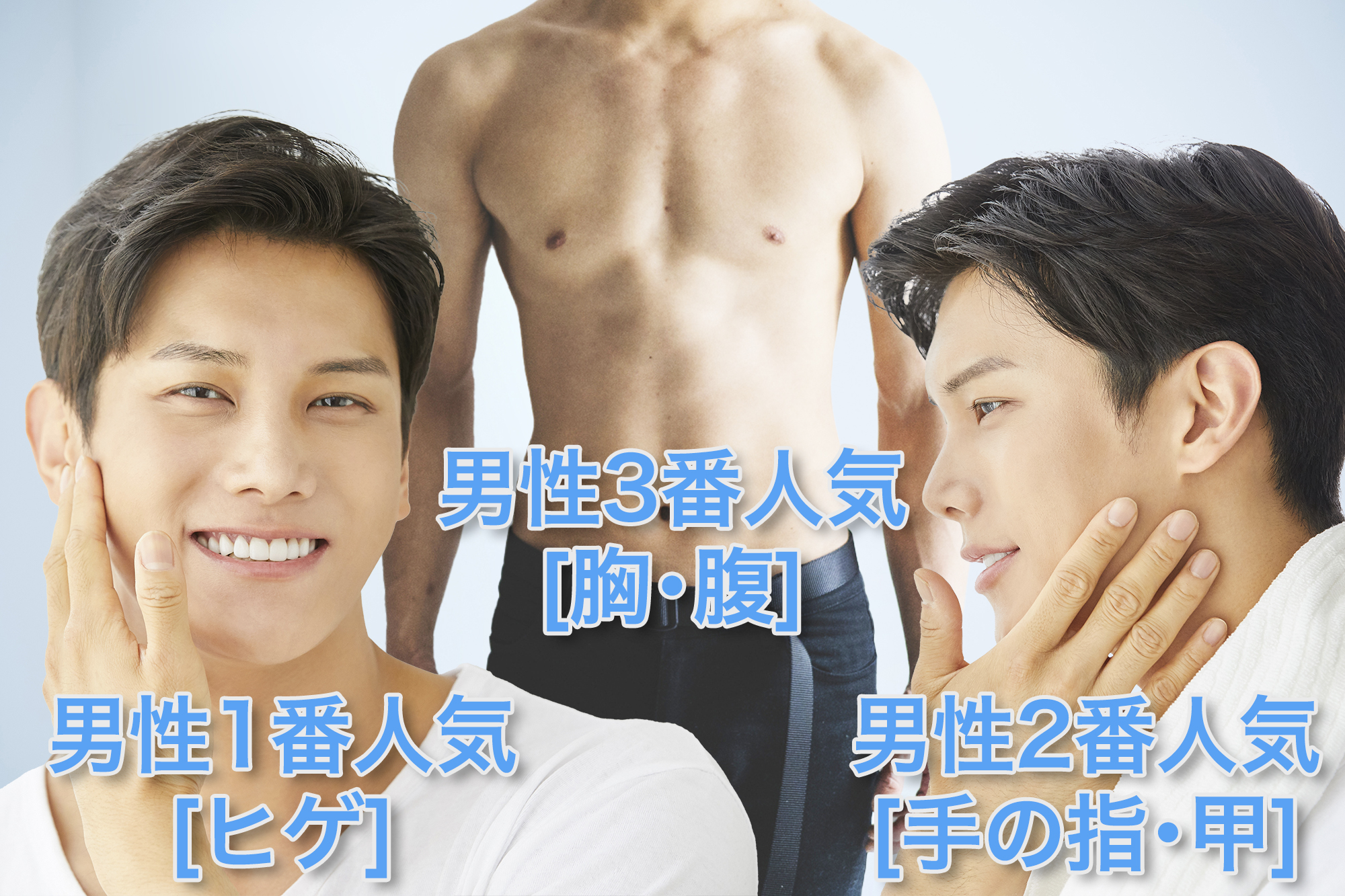 次に男性の場合、圧倒的に人気なのはヒゲ脱毛です。